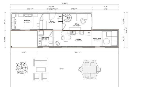 2-Story Container Home - 2Dplan - groundfloor