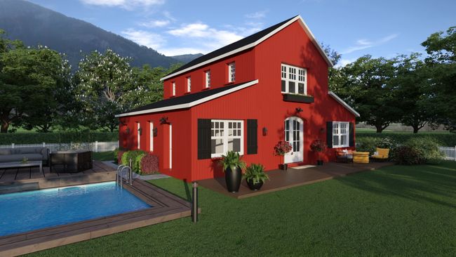 3D render - barndominium house style example designed with Cedreo