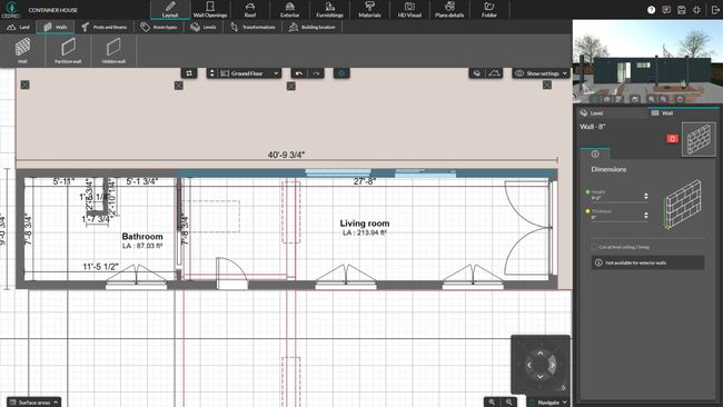 UI Cedreo exterior walls