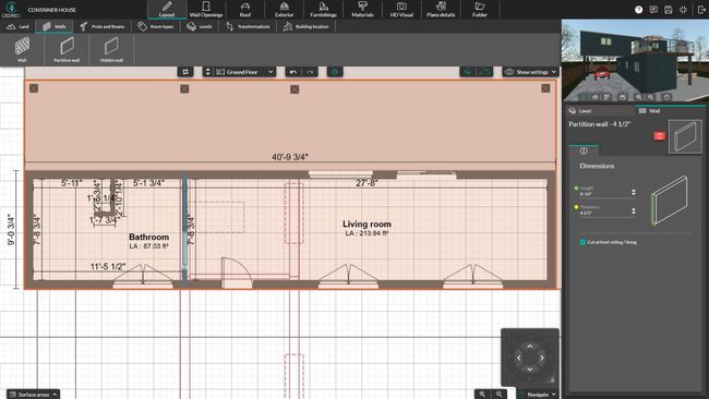 UI Cedreo draw interior walls
