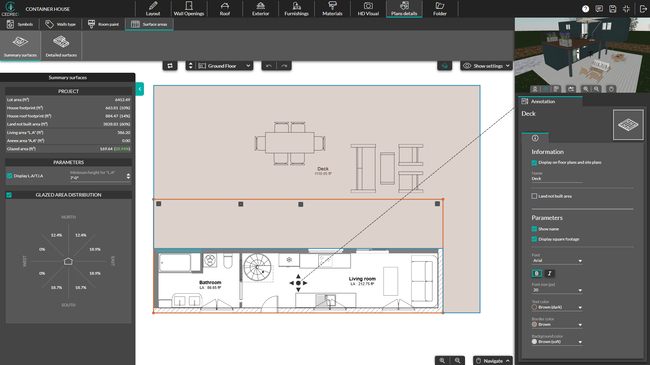UI Cedreo surface area calculation