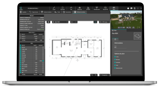 screenshot du logiciel cedreo etapeplan et 3D