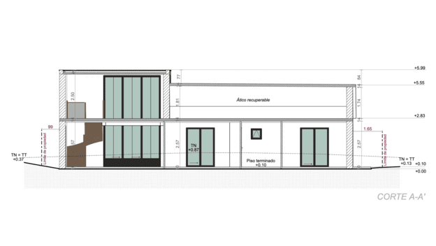 plano de corte de una casa creado con Cedreo