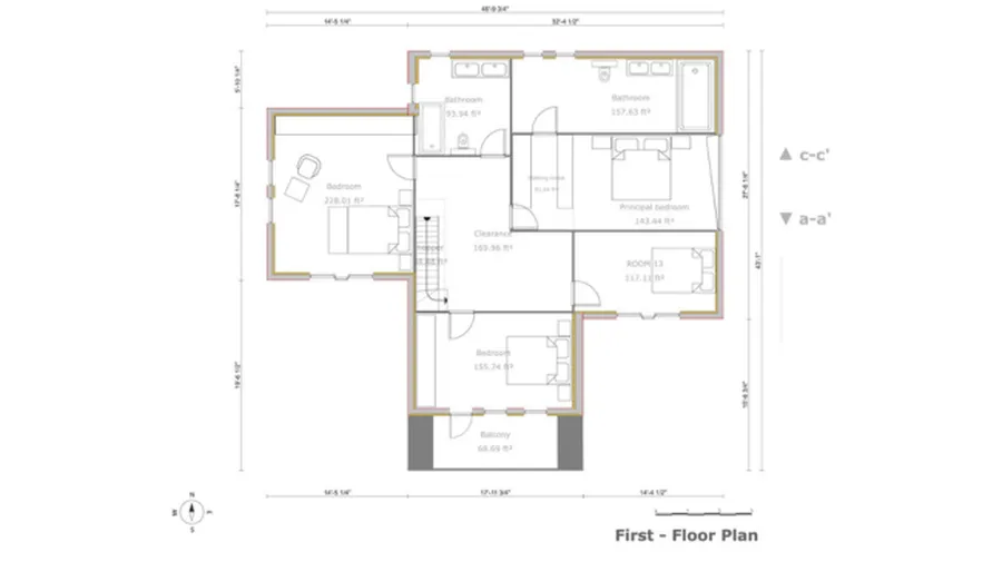 2D floor plan of a 2nd floor of a craftsman house designed with Cedreo