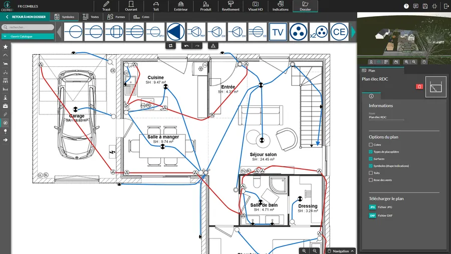 Capture d'écran logiciel Cedreo ajout de symboles