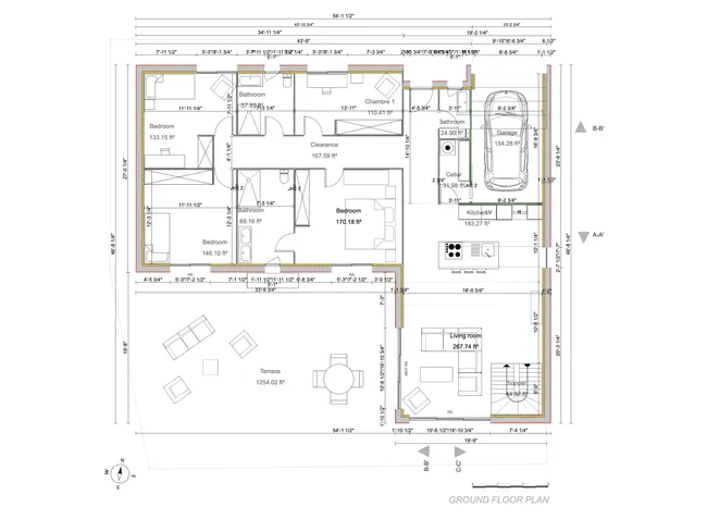 2d floor plan of a house goundfloor with addition created with Cedreo