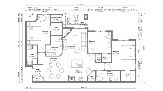 2D floor plan with openings created with Cedreo