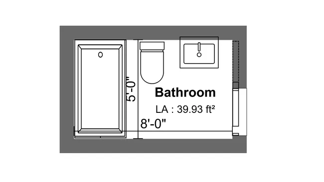 2D floor plan of a small bathroom with shower by Cedreo