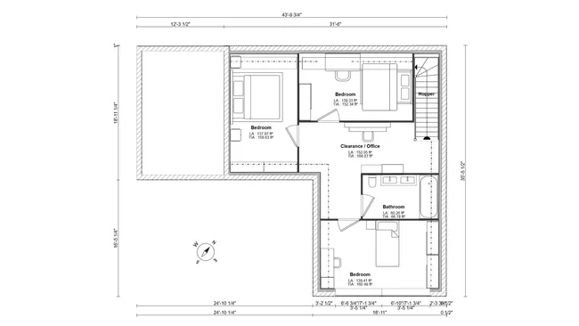 2D floor plan of an attic first floor created with Cedreo