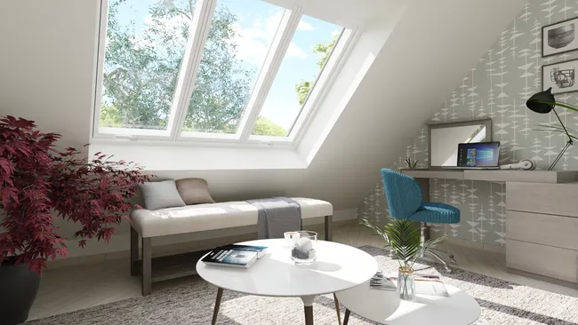 3D render of an office in attics by Cedreo