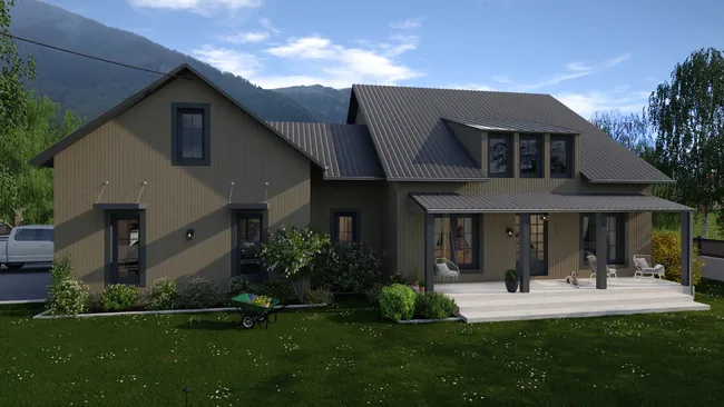 3D render of a ranch house by Cedreo