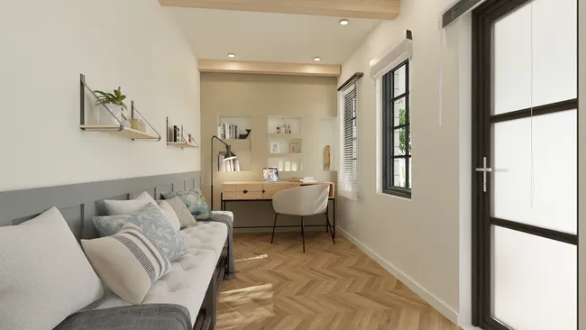 Rendu 3D d'une rénovation d'un bureau réalisé avec Cedreo