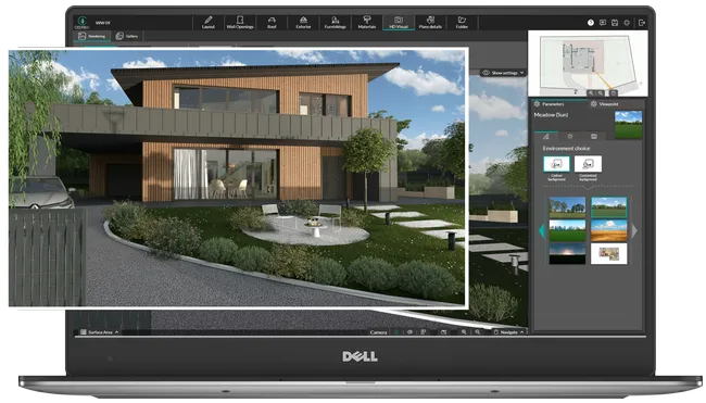 Cedreo software screenshot of the HD visual step to create renderings