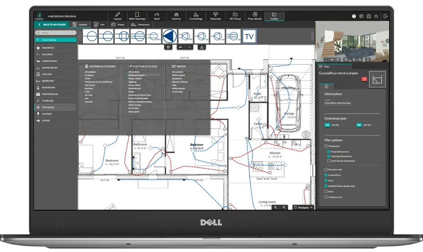 scrennshot cedreo software with electrical symbols library