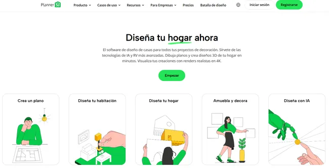 página de inicio planner 5D