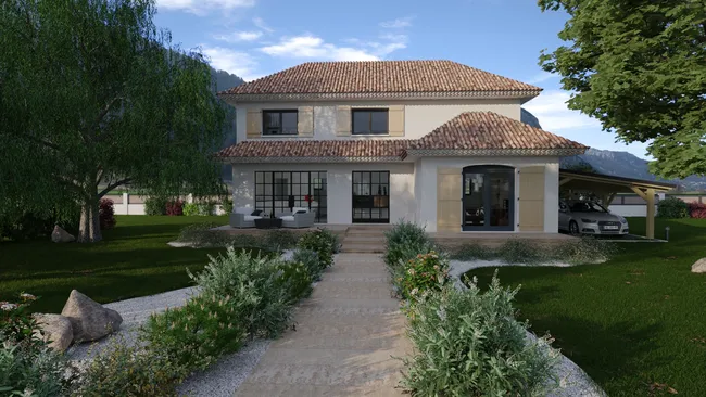 Renderización 3D de una casa realizada con Cedreo