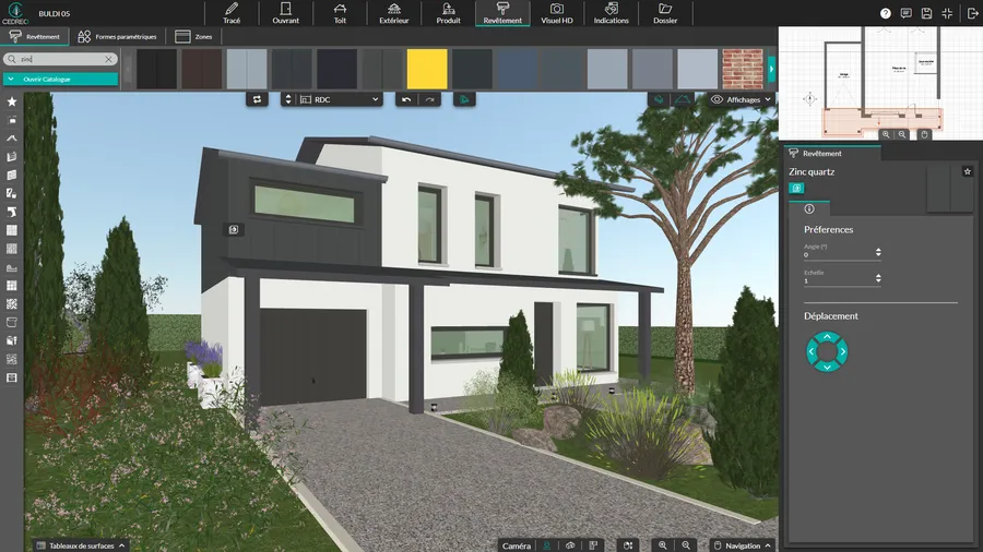 interface logiciel cedreo étape revetements