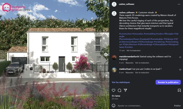 Carousel example from Cedreo insta account