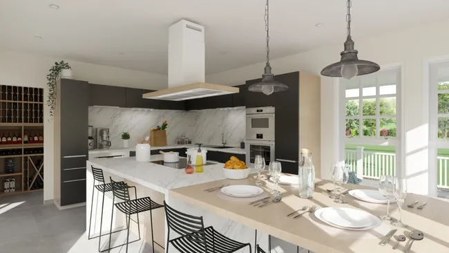 3D render of a kitchen with dirty kitchen by Cedreo