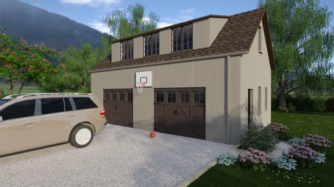 3D render of a detached garage designed with Cedreo