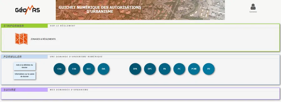 page d'accueil site web guichet numérique des autorisations d'urbanisme