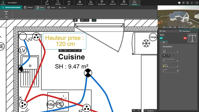 capture d'écran ajouter des annotations aux plans électriques avec Cedreo