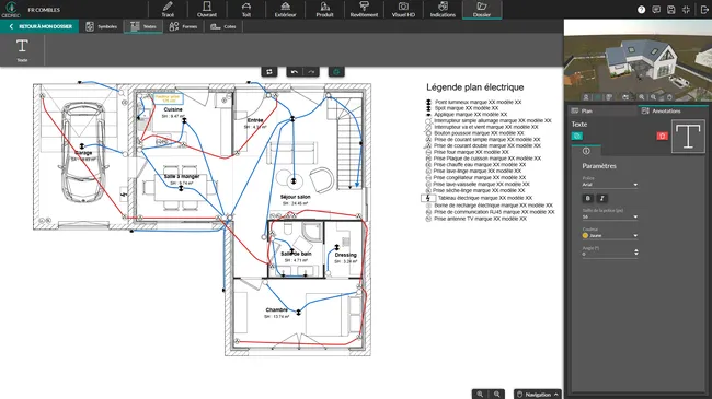 Capture d'écran réaliser ses plans électriques avec Cedreo