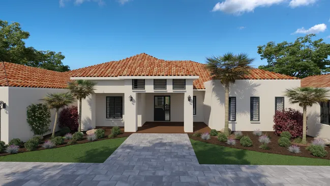 Mediterranean house style example - 3D render by Cedreo