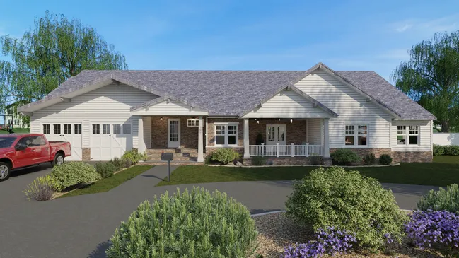 Ranch house style example - 3D render by Cedreo